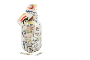 Grocery Coupons In A Glass Jar